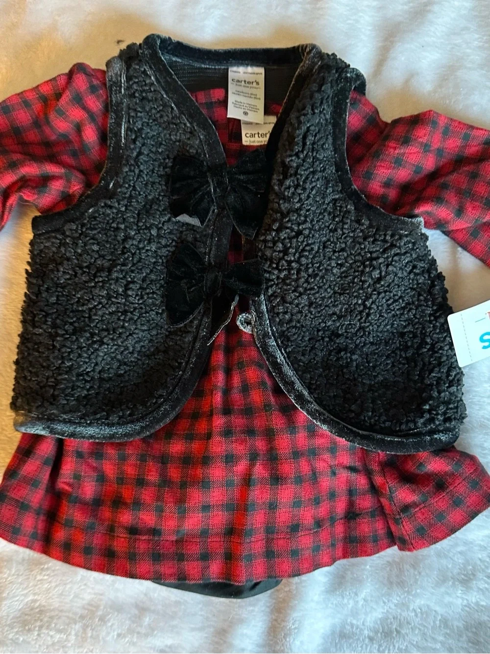 Carter's Red and Black Plaid Baby Outfit